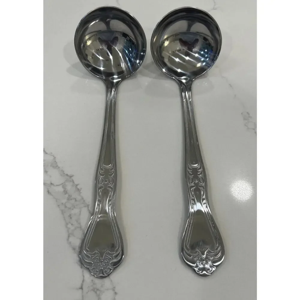 2- SPOONFUL OF COMFORT Stainless Serving Ladle Spoon Long Handle 9” Soup Vintage